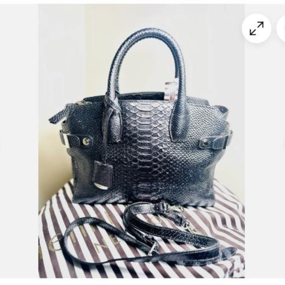 Henri Bendel Black Snakeskin Tote